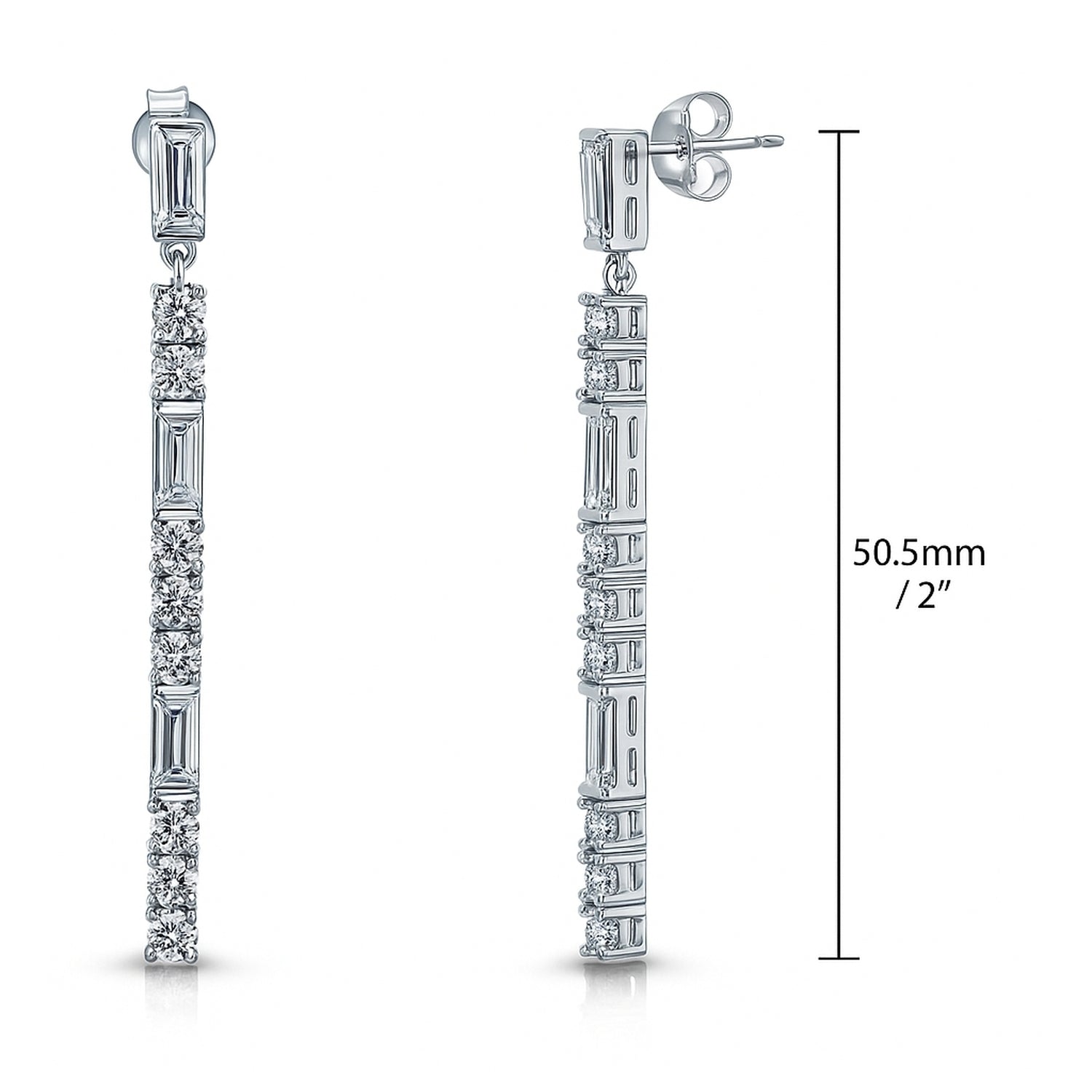 Bar Art Deco CZ Earrings in Sterling Silver, 4 of 11