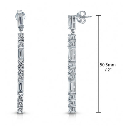 Bar Art Deco CZ Earrings in Sterling Silver