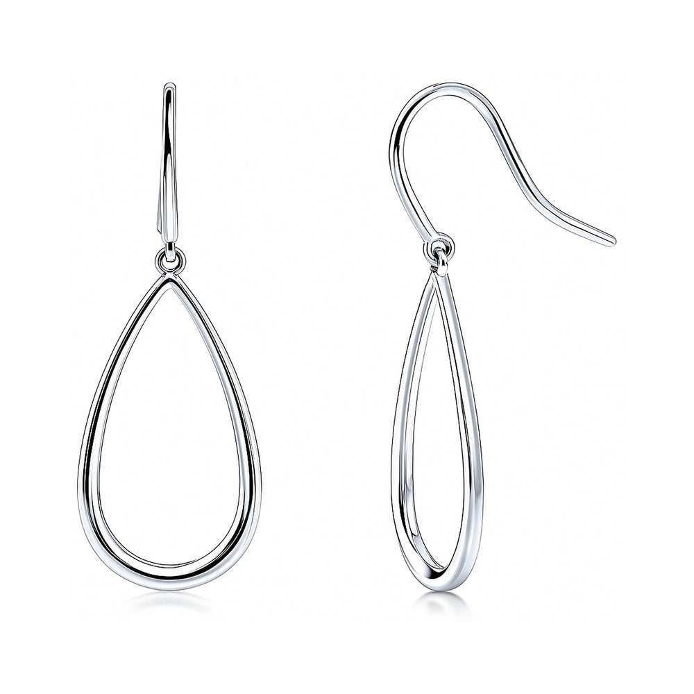 Sterling Silver Teardrop Fish Hook Dangle Earrings #E1335-01