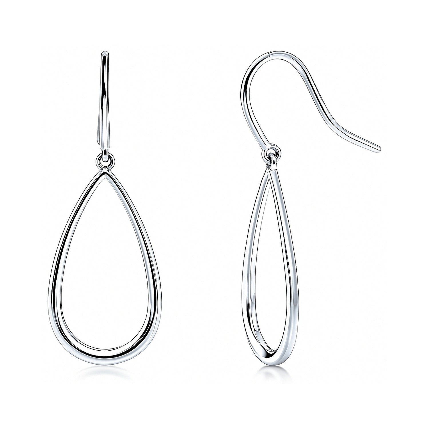 Teardrop Fish Hook Earrings in Sterling Silver