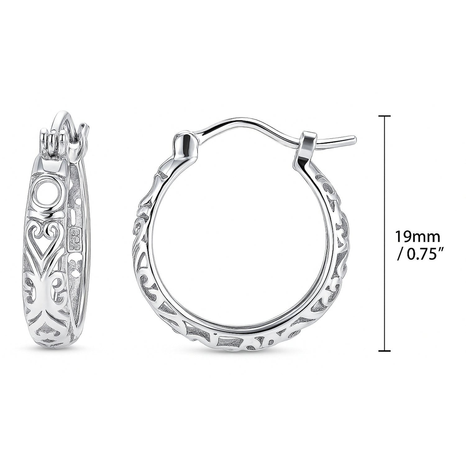 Filigree Hoop Earrings in Gold Flashed Sterling Silver, 2 Pairs, 8 of 15