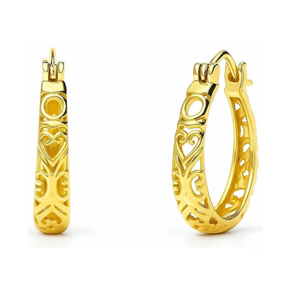 Filigree Hoop Earrings in Gold Flashed Sterling Silver, 2 Pairs