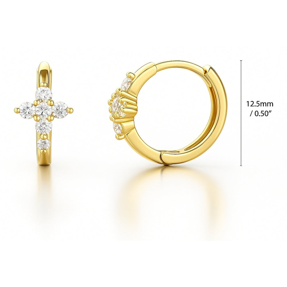 Adinas Jewels Double Row Pavé Huggie Hoop Earrings In 14K Yellow Gold Plated Sterling Silver