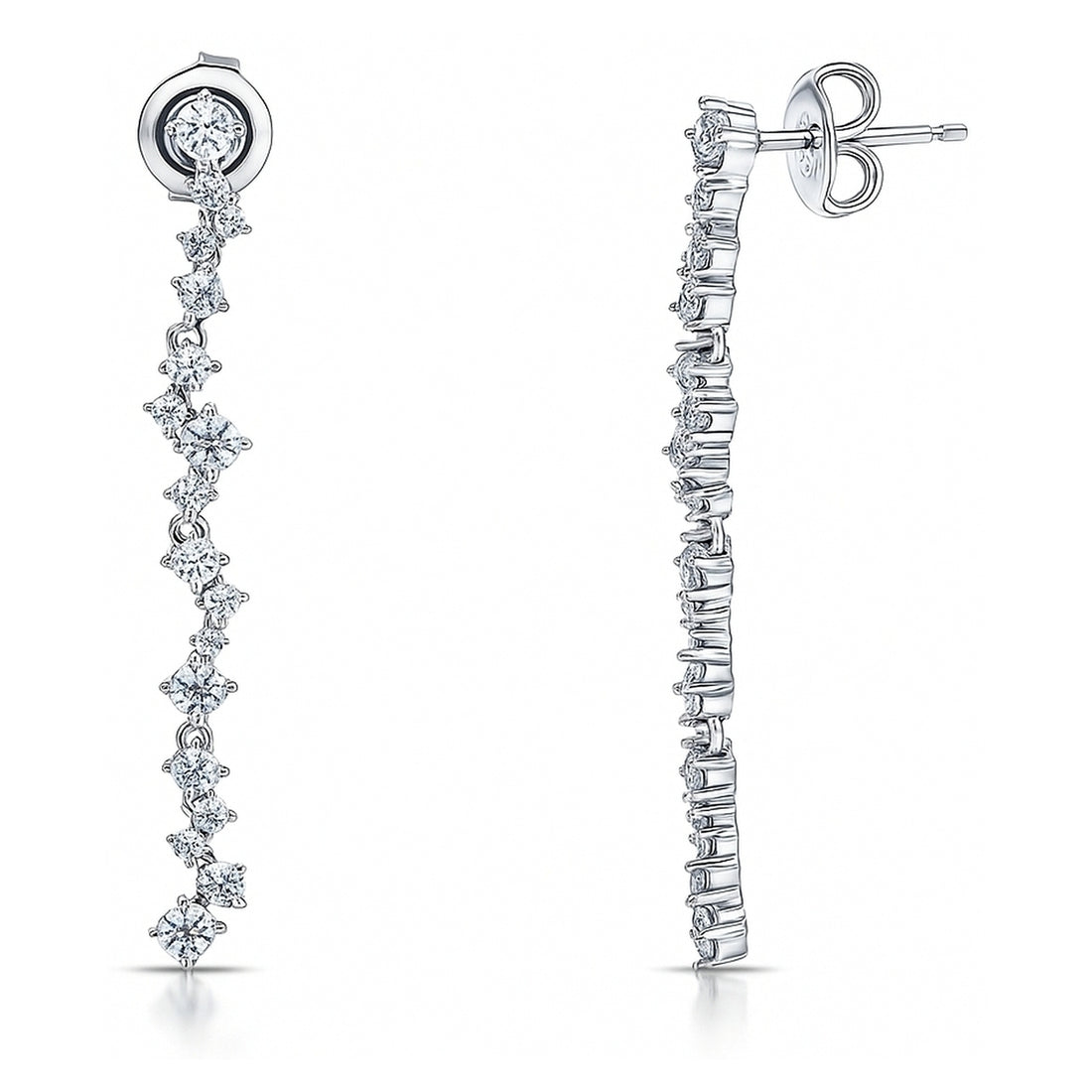 Cluster Bar CZ Earrings in Sterling Silver