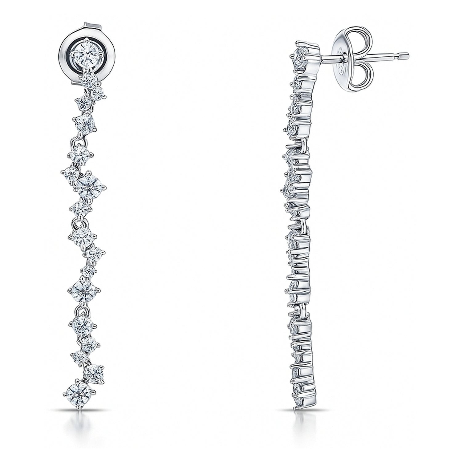 Cluster Bar CZ Earrings in Sterling Silver