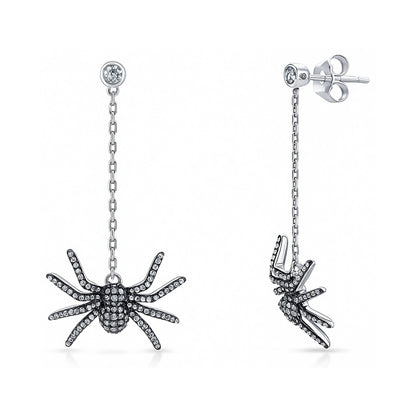 Spider CZ Dangle Earrings in Sterling Silver