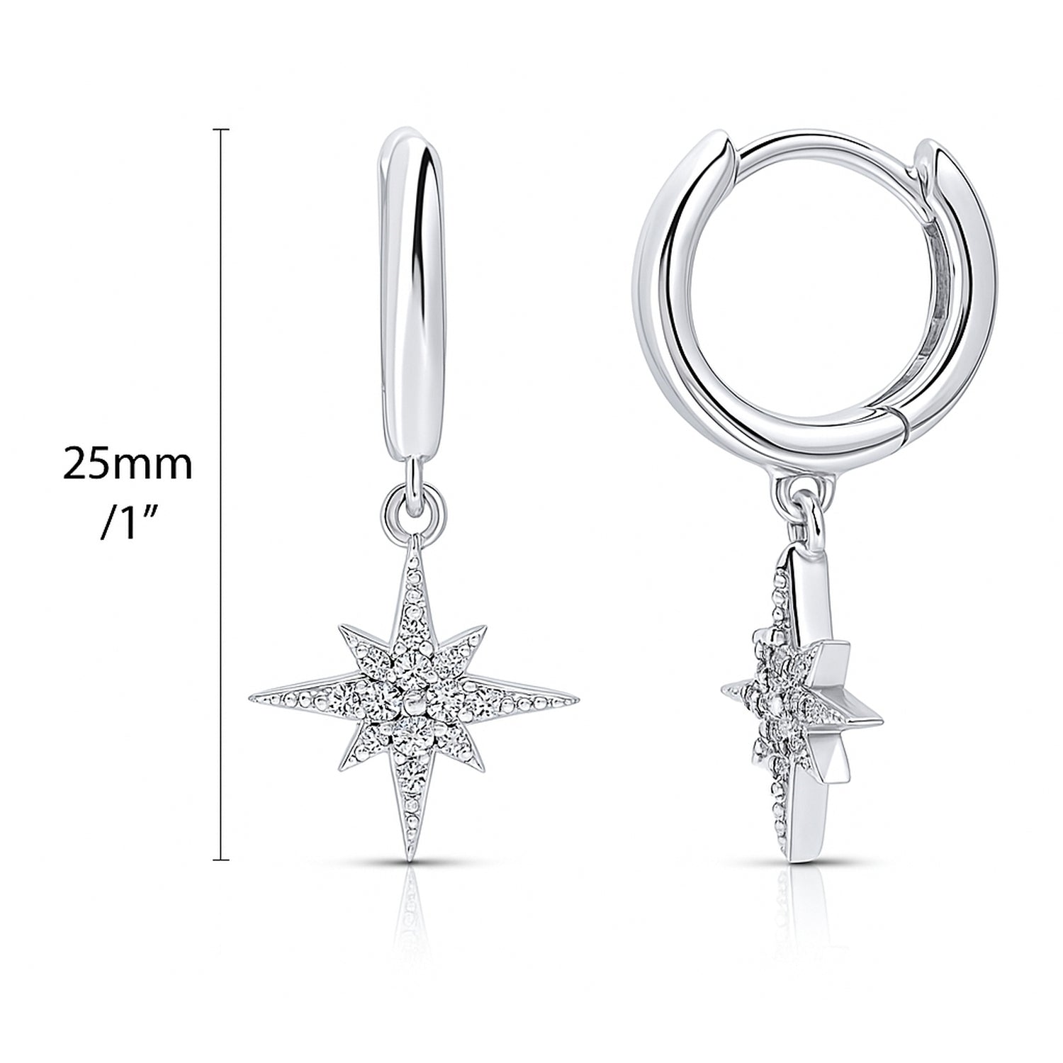 Starburst CZ Earrings in Sterling Silver, 4 of 8