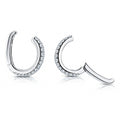 CZ Ear Cuff Cartilage Earrings in Sterling Silver, Rhodium Plated