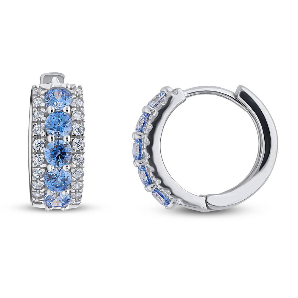 5-Stone CZ Mini Huggie Earrings in Sterling Silver 0.5 inch