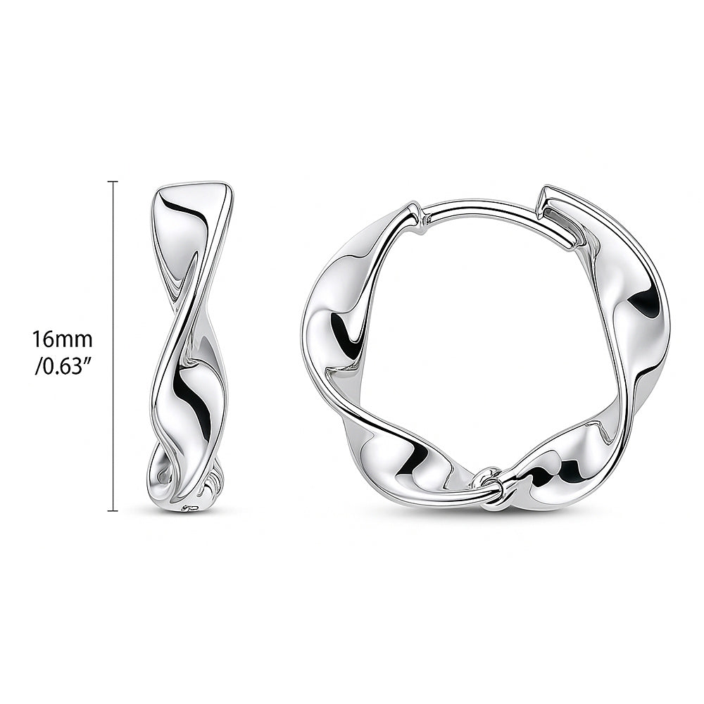 Woven Small Hoop Earrings in Sterling Silver 0.6 inch, 4 of 8