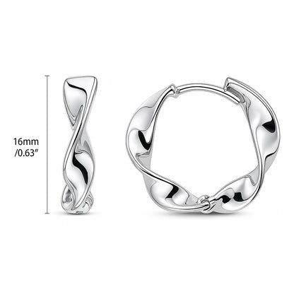 Woven Small Hoop Earrings in Sterling Silver 0.6"