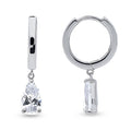 Solitaire CZ Cartilage Huggie Earrings in Sterling Silver 0.5 inch, Pear Cut