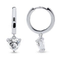 Solitaire CZ Cartilage Huggie Earrings in Sterling Silver 0.5 inch, Heart Shaped Cut