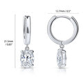 Solitaire CZ Cartilage Huggie Earrings in Sterling Silver 0.5 inch, Oval Cut