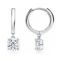 Solitaire CZ Cartilage Huggie Earrings in Sterling Silver 0.5 inch, Round Cut