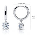 Solitaire CZ Cartilage Huggie Earrings in Sterling Silver 0.5 inch, Round Cut