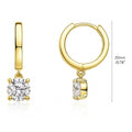Solitaire CZ Cartilage Huggie Earrings in Sterling Silver 0.5 inch, Round Cut, Gold Flashed