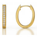 Oval Bar CZ Small Hoop Earrings in Sterling Silver 0.7 inch, Yellow Gold Flashed