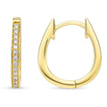 Oval Bar CZ Small Hoop Earrings in Sterling Silver 0.6 inch, Yellow Gold Flashed