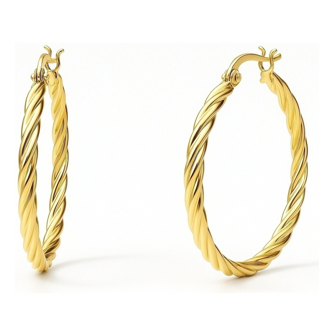 Cable Hoop Earrings in Sterling Silver 1.2"