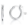 Small Hoop Earrings in Sterling Silver 0.6 inch, Rhodium Plated
