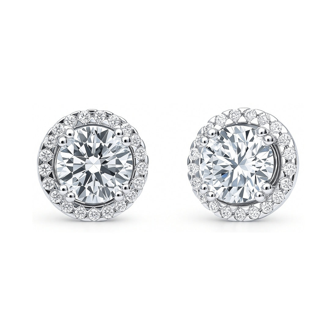 Halo CZ Stud Earrings in Sterling Silver