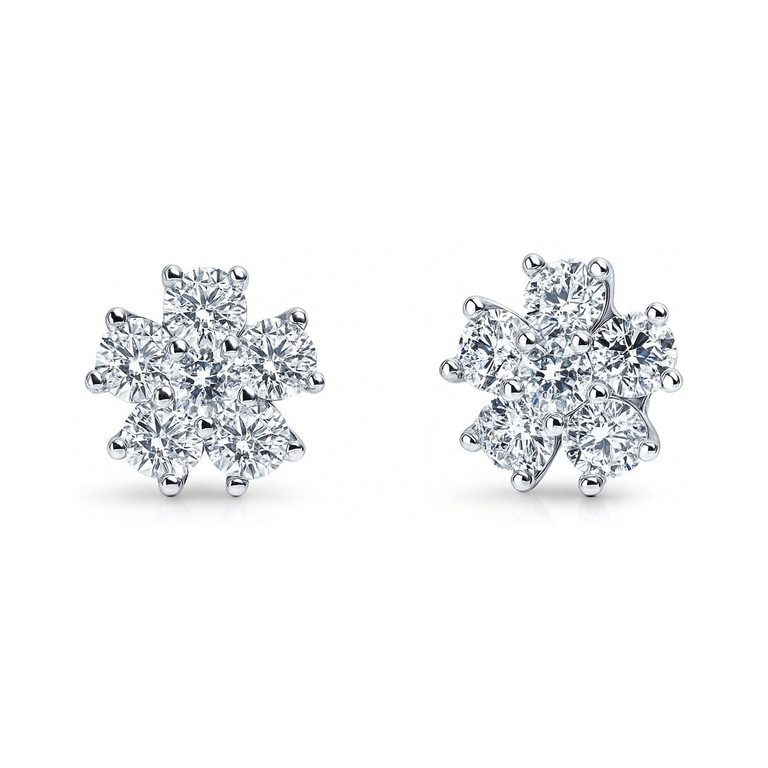 Flower CZ Stud Earrings in Sterling Silver