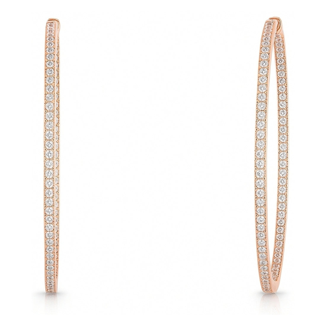 CZ Large Inside-Out Hoop Earrings in Sterling Silver 2.5"