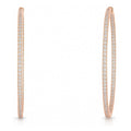 CZ Large Inside-Out Hoop Earrings in Sterling Silver 2.5 inch, Rose Gold Flashed
