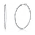 CZ Large Inside-Out Hoop Earrings in Sterling Silver 2 inch, Rhodium Plated