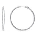 CZ Large Inside-Out Hoop Earrings in Sterling Silver 2 inch, Rhodium Plated