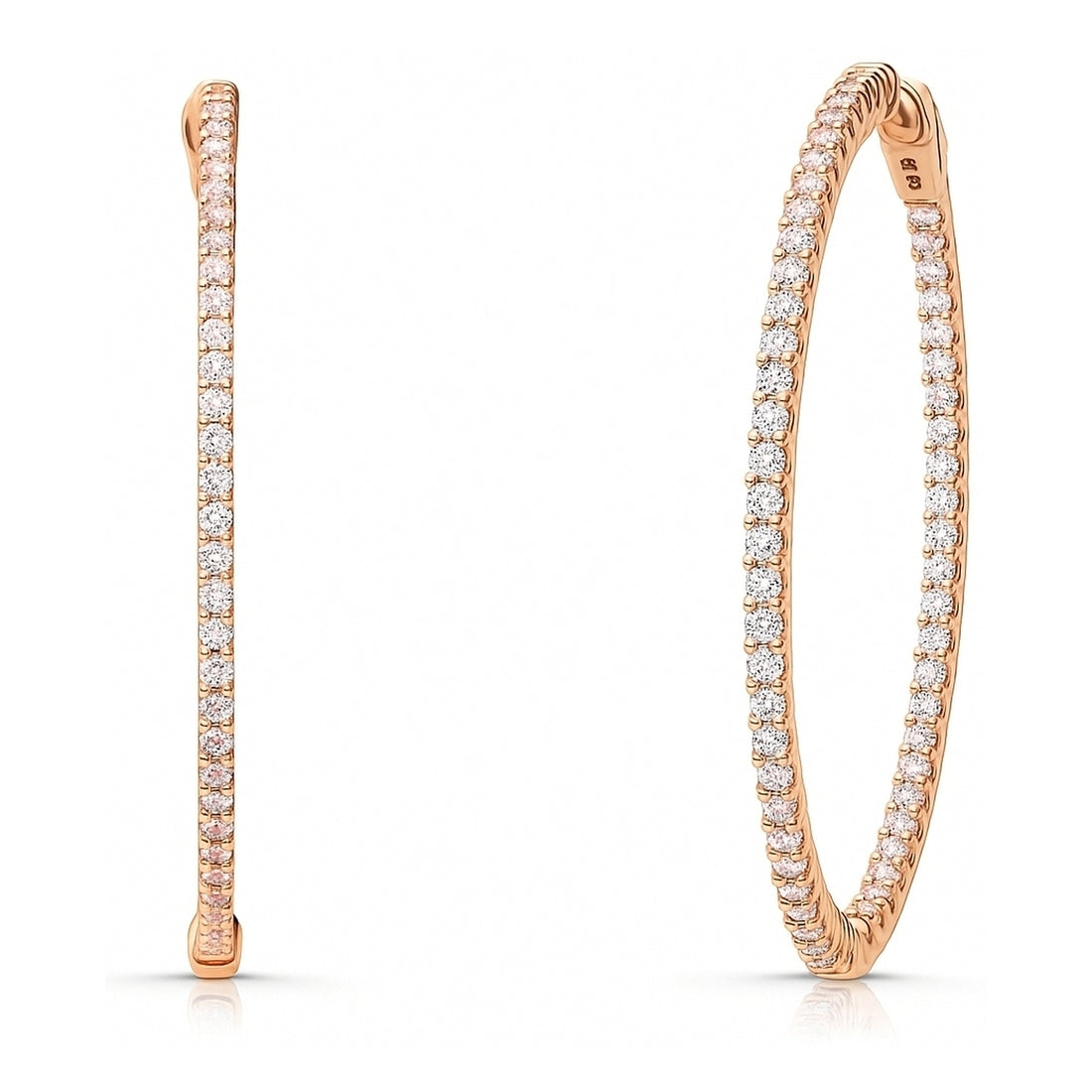 CZ Large Inside-Out Hoop Earrings in Sterling Silver 2"