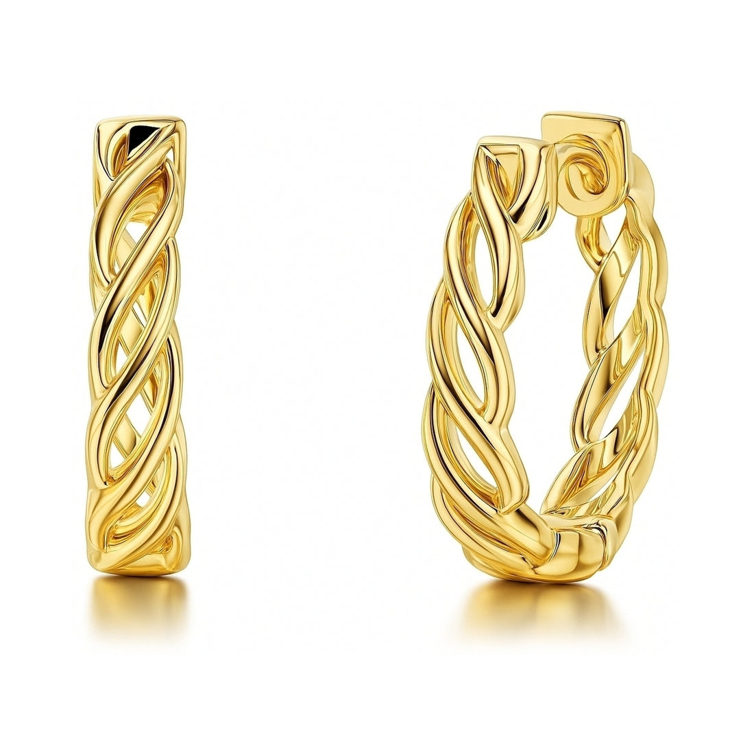 Woven Small Hoop Earrings in Sterling Silver 0.7"
