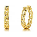 Woven Small Hoop Earrings in Sterling Silver 0.7 inch, Yellow Gold Flashed