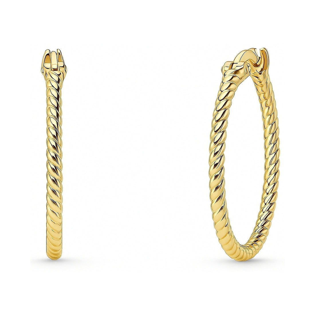 Cable Small Hoop Earrings in Sterling Silver 0.9"