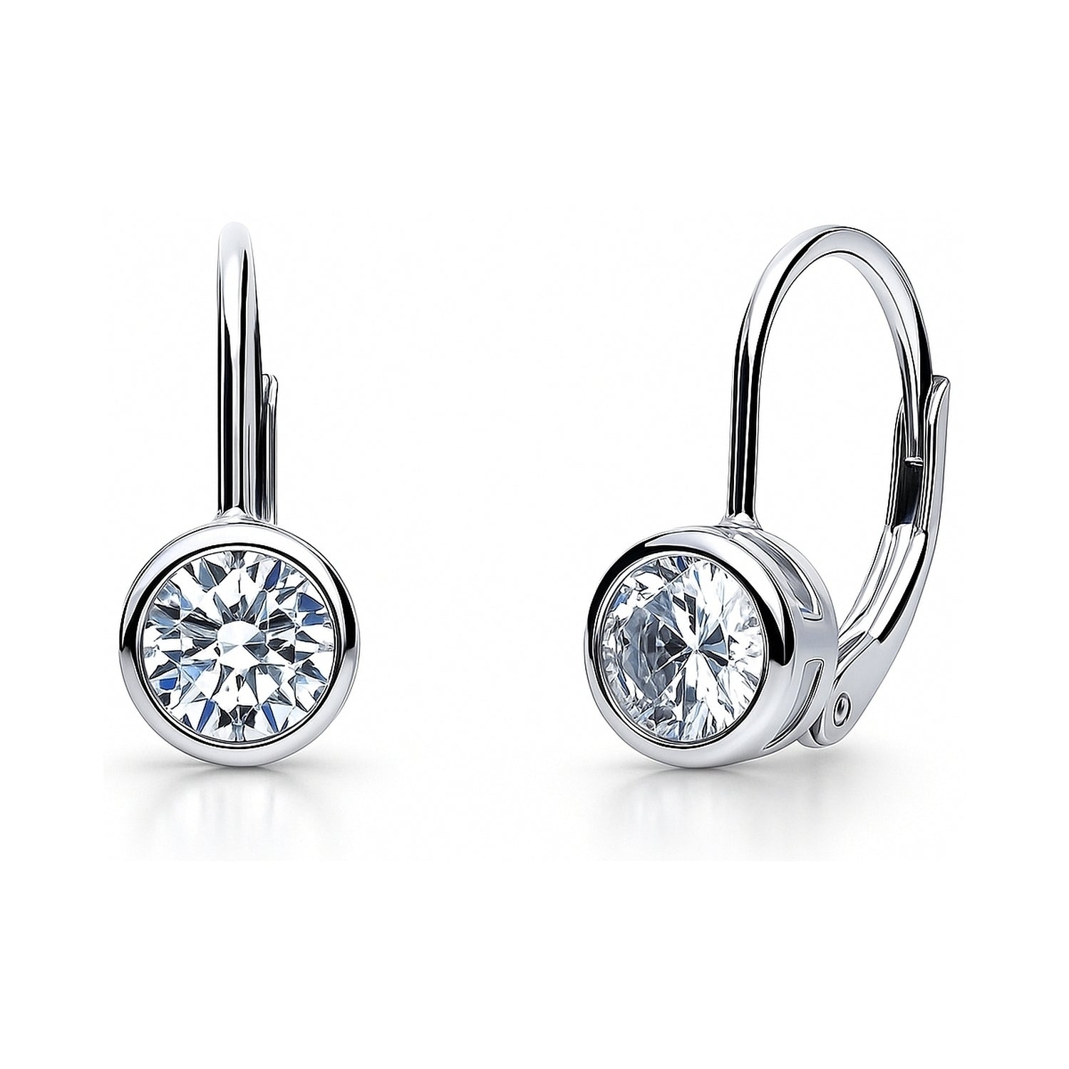 Solitaire CZ Earrings in Gold Flashed Sterling Silver, 2 Pairs
