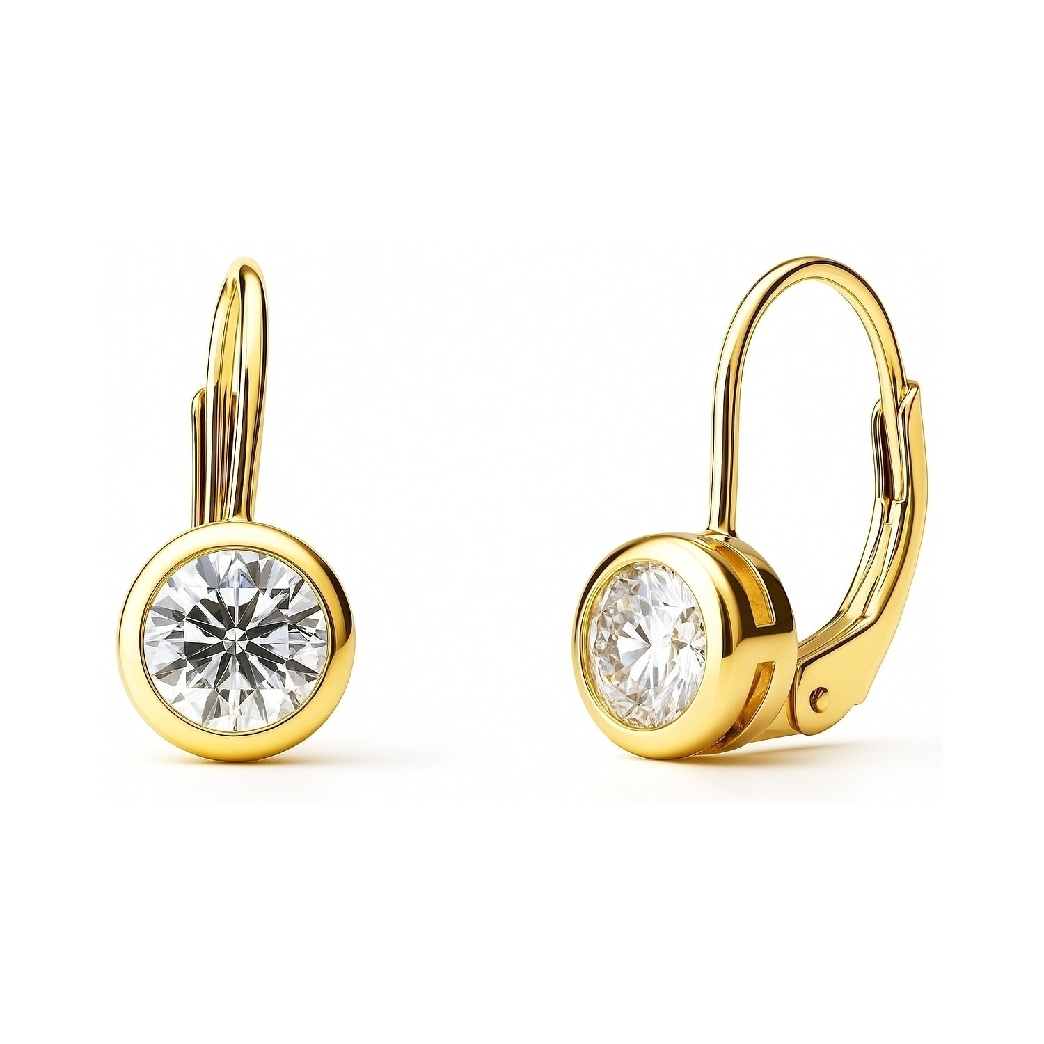 Solitaire CZ Earrings in Gold Flashed Sterling Silver, 2 Pairs