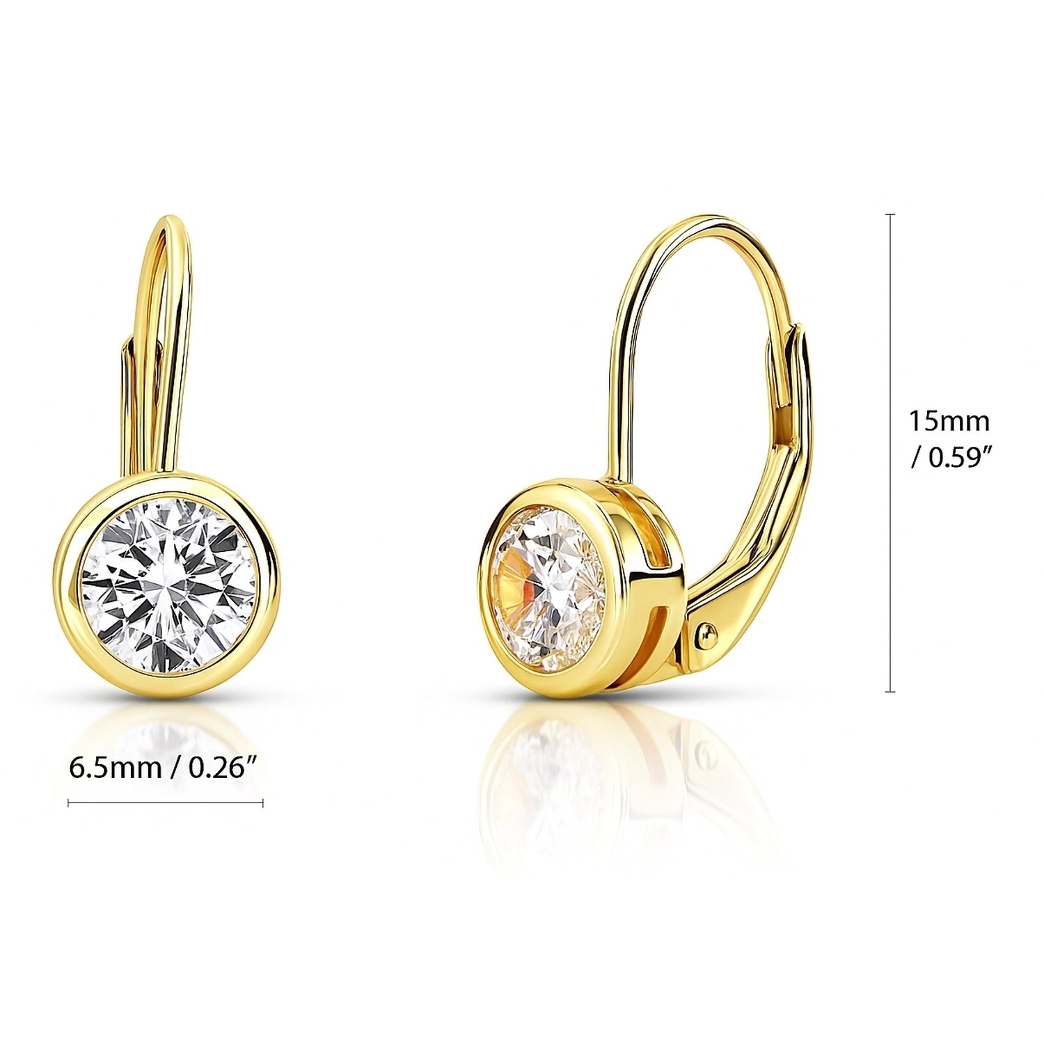 Solitaire CZ Earrings in Gold Flashed Sterling Silver, 2 Pairs