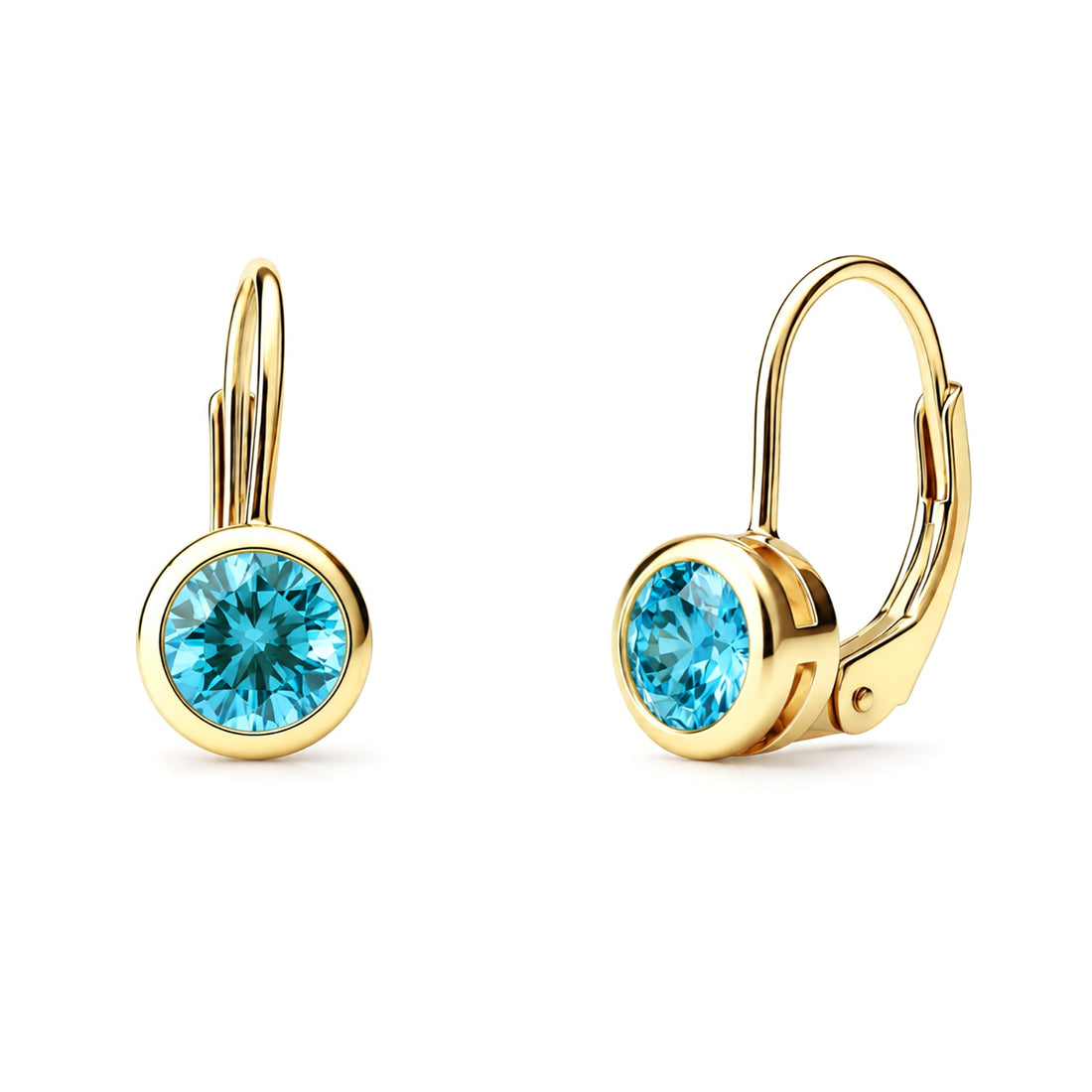 Solitaire 1.2ct Bezel CZ Leverbacks Earrings in Sterling Silver