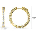 Angle view of CZ Small Inside-Out Hoop Earrings in Sterling Silver 1 inch, Yellow Gold Flashed