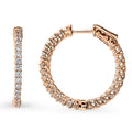 Front view of CZ Small Inside-Out Hoop Earrings in Sterling Silver 1 inch