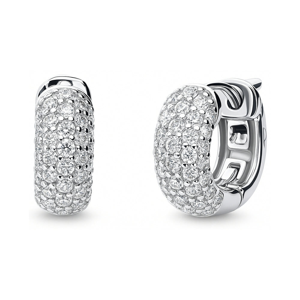 Sterling Silver Dome CZ Mini Helix Cartilage Huggie Earrings  display picture 1