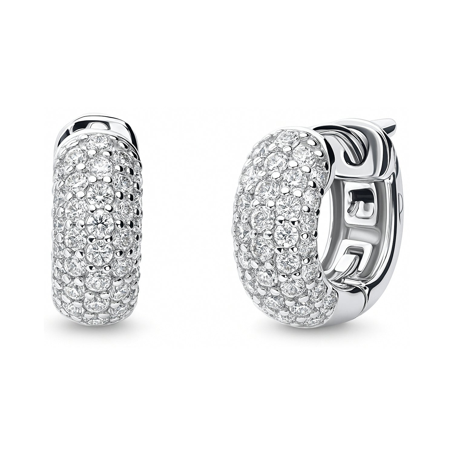 Dome CZ Mini Cartilage Huggie Earrings in Sterling Silver 0.5"
