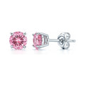 Solitaire 1.6ct CZ Cartilage Stud Earrings in Sterling Silver, Pink