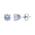 Solitaire 1.6ct CZ Cartilage Stud Earrings in Sterling Silver, Greyish Blue