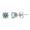 Solitaire 1.6ct CZ Cartilage Stud Earrings in Sterling Silver, Frosty Mint