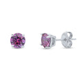 Solitaire 1.6ct CZ Cartilage Stud Earrings in Sterling Silver, Purple
