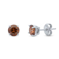 Solitaire 1.6ct CZ Cartilage Stud Earrings in Sterling Silver, Caramel