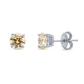 Solitaire 1.6ct CZ Cartilage Stud Earrings in Sterling Silver, Yellow