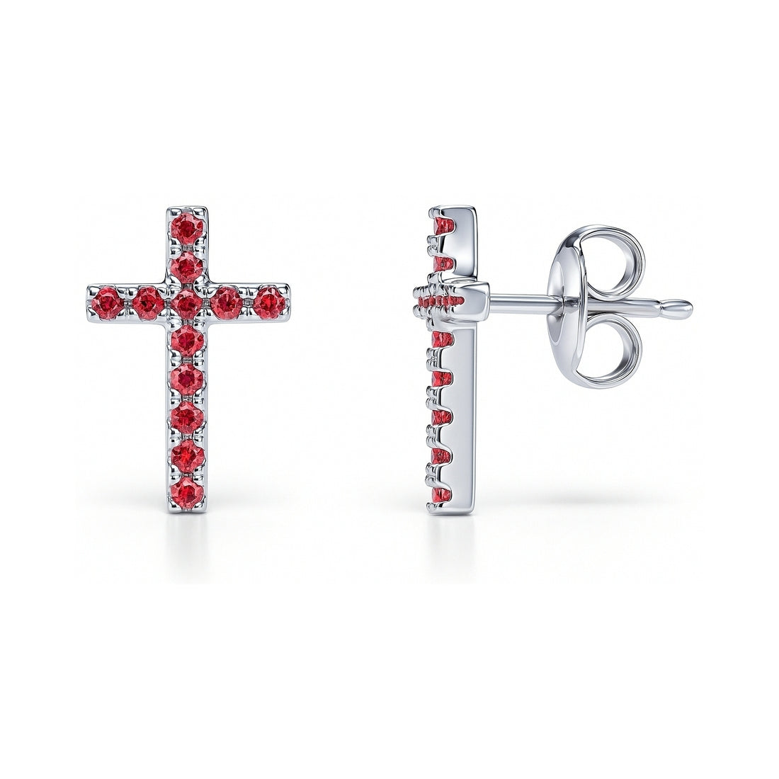 Cross CZ Stud Earrings in Sterling Silver